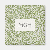 Elegant Green Willow Blätter Monogram Magnet (Vorne)