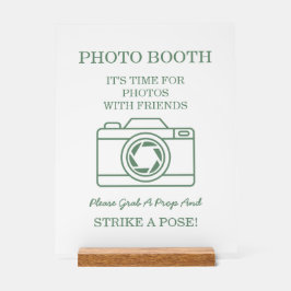 Elegant Green Winter Botanical Wreath Photo Booth Acrylschild