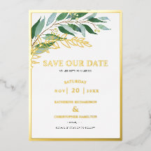 Elegant Greenerage Foliage Green Save the Date