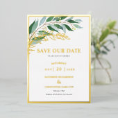 Elegant Greenerage Foliage Green Save the Date Folieneinladung (Stehend vorne)