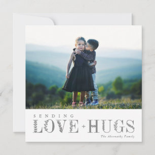 Elegant Greenerering Lettering Liebe Hugs Gray Fo Feiertagskarte