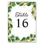 Elegant Greenerity and Gold Leaf Wedding Tischnummer (Vorderseite)