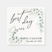 Elegant Greenerity Best Day Ever Wedding Serviette (Vorderseite)