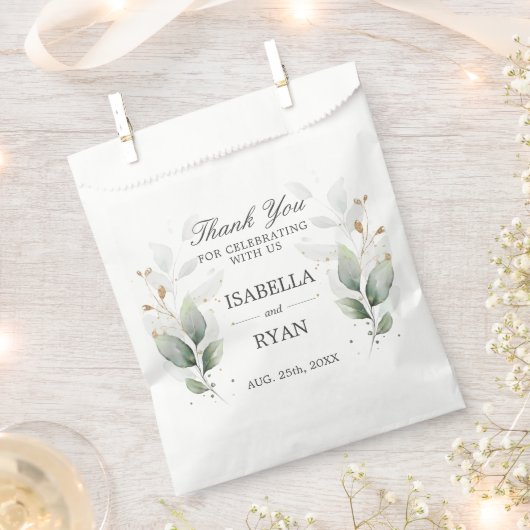 Elegant Greenerity Blätter Gold Vielen Dank Geschenktütchen (Ausgeschnitten)