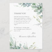 Elegant Greenerity Budget Wedding Vielen Dank und Menükarte (Rückseite)