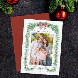 Elegant Greenerity Christmas Garland Bow Foto Feiertagskarte