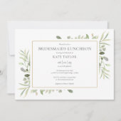 Elegant Greenerity Foliage Gold Bridesmaids Lunche Einladung (Vorderseite)