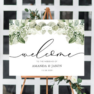 Elegant Greenerity Foliage Wedding Welcome Sign Poster