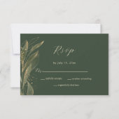 Elegant Greenerity Green and Gold Wedding RSVP Karte (Vorderseite)