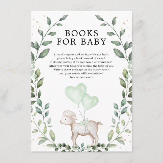 Elegant Greenerity Lamb Spring Sheep Books for Bab Begleitkarte (Vorderseite)
