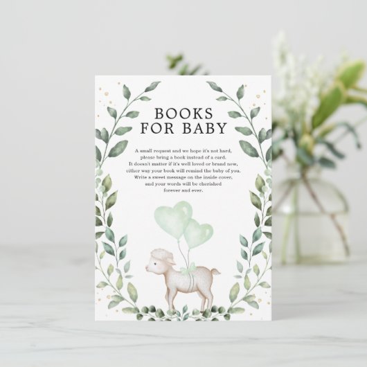Elegant Greenerity Lamb Spring Sheep Books for Bab Begleitkarte (Stehend Vorderseite)