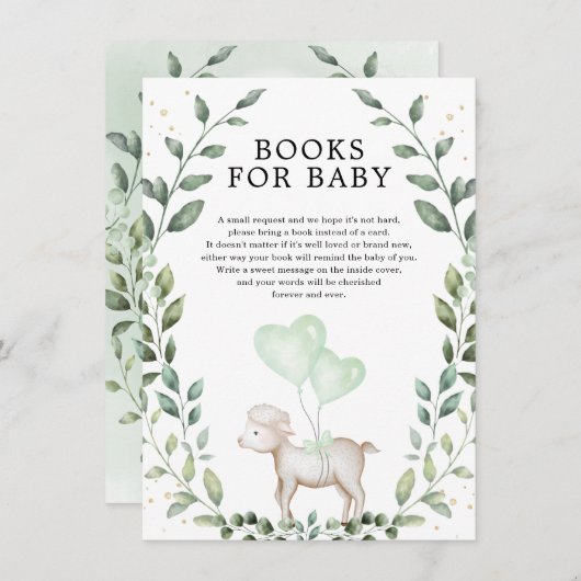 Elegant Greenerity Lamb Spring Sheep Books for Bab Begleitkarte (Vorne/Hinten)