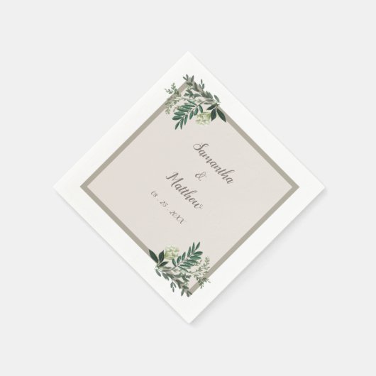 Elegant Greenerity Personalisiert Wedding Serviette (Ecke)