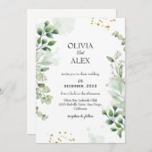 Elegant Greenerity Script Wedding Einladung (Vorne/Hinten)