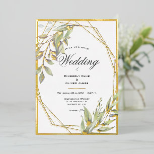 Elegant Greenerity Script Wedding Folieneinladung