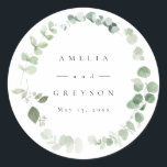 Elegant Greenerity Wedding Cocktail Paper Napkins Runder Aufkleber<br><div class="desc">Grüne Elegant Wedding Program Fans | Alle Texte,  Texte und Hintergrund/Schriftart-Farben bearbeiten</div>