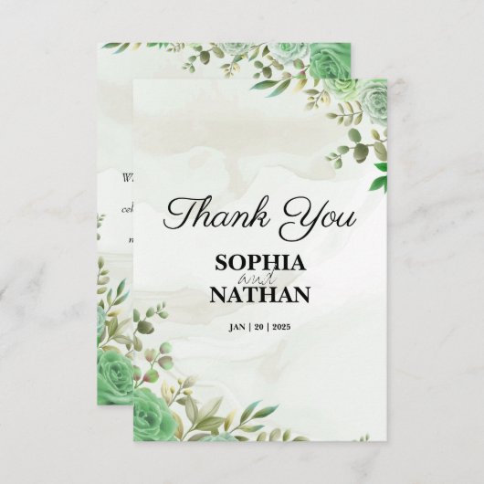 Elegant Greenerity Wedding Dankeschön Card Dankeskarte (Vorne/Hinten)