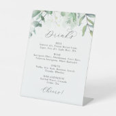 Elegant Greenerity Wedding Drinks Menü Signatur Sockelschild (Vorderseite)