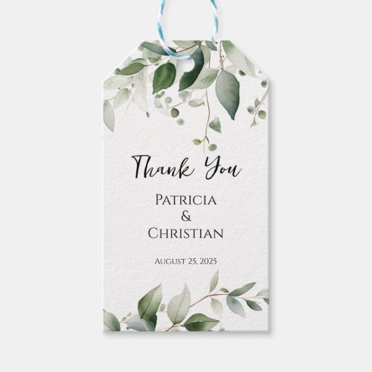 Elegant Greenerity Wedding Geschenkanhänger (Vorderseite)