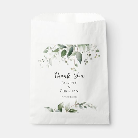 Elegant Greenerity Wedding Geschenktütchen (Vorderseite)