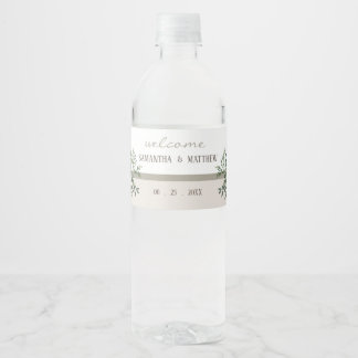 Elegant Greenerity Wedding Memory Wasserflaschenetikett