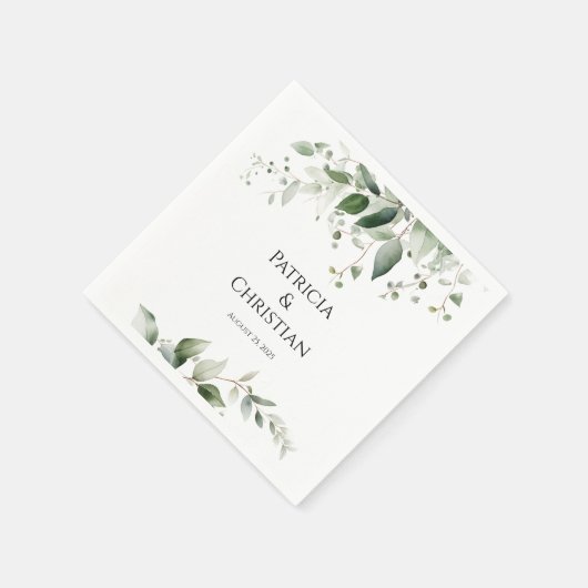 Elegant Greenerity Wedding Paper Napkins Serviette (Ecke)