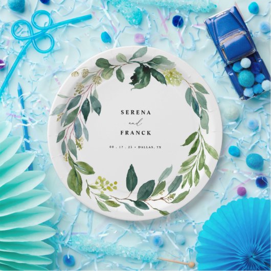 Elegant Greenerity Wedding Paper Plate Pappteller (Party)