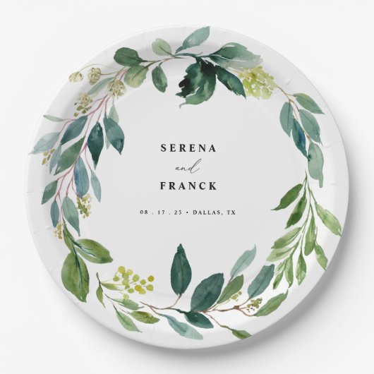 Elegant Greenerity Wedding Paper Plate Pappteller (Vorderseite)