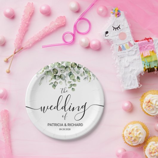 Elegant Greenerity Wedding Pappteller (Party)