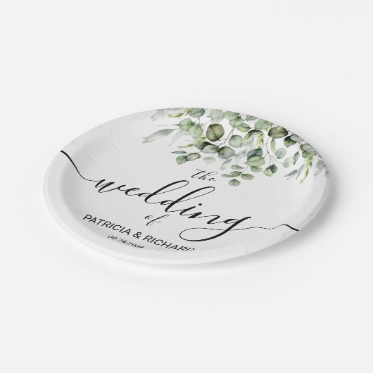 Elegant Greenerity Wedding Pappteller (Schrägansicht)