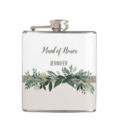 Elegant Greenerity Wedding Party Celebration Flachmann (Vorderseite)