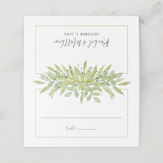 Elegant Greenerity Wedding Platzkarte (Außenseite Aufgefaltet)