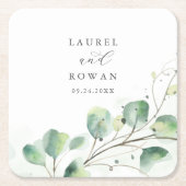 Elegant Greenerity Wedding Rechteckiger Pappuntersetzer (Vorderseite)