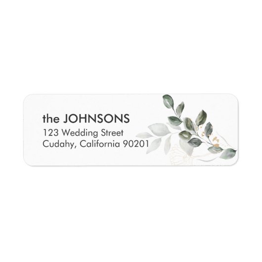 Elegant Greenerity Wedding Return Label (Vorne)