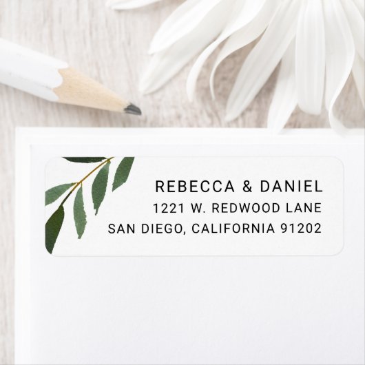 Elegant Greenerity Wedding Return Label (Insitu)