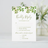 Elegant Greenerity Wedding RSVP 3 Entree Karte (Stehend Vorderseite)