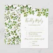 Elegant Greenerity Wedding RSVP 3 Entree Karte (Vorne/Hinten)