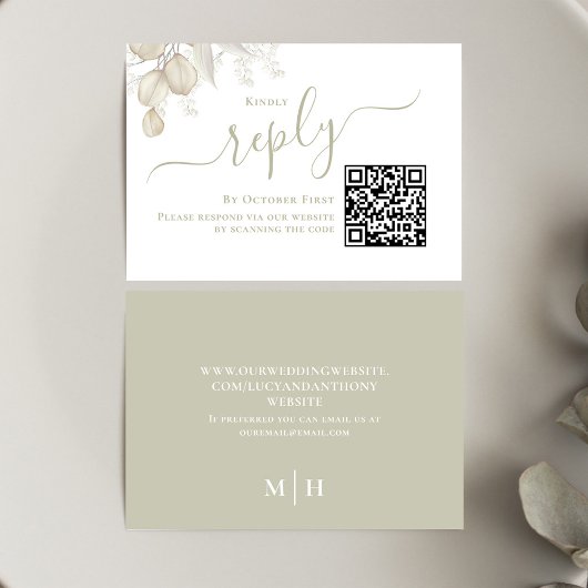 Elegant Greenerity Wedding RSVP Response Karte