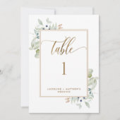 Elegant Greenerity Wedding Tischnummer, White (Vorderseite)