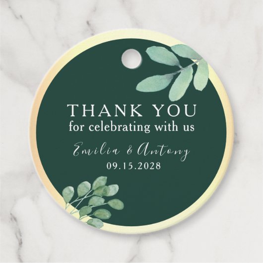 Elegant Greenerity Wedding Vielen Dank für Ihre Un Geschenkanhänger (Vorderseite)