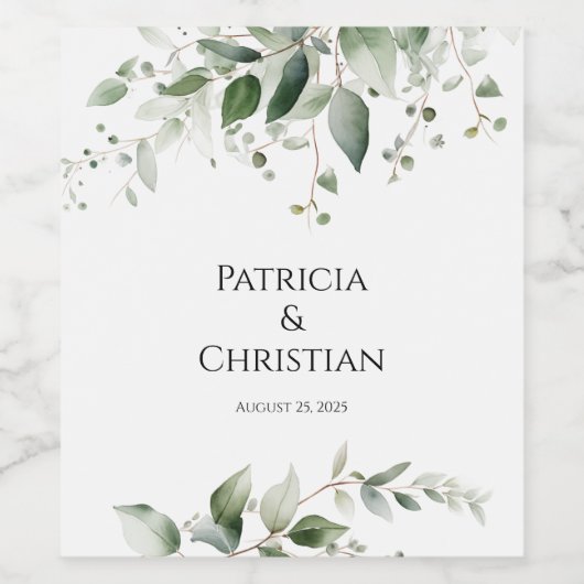 Elegant Greenerity Wedding Weinetikett (Einzelnes Label)