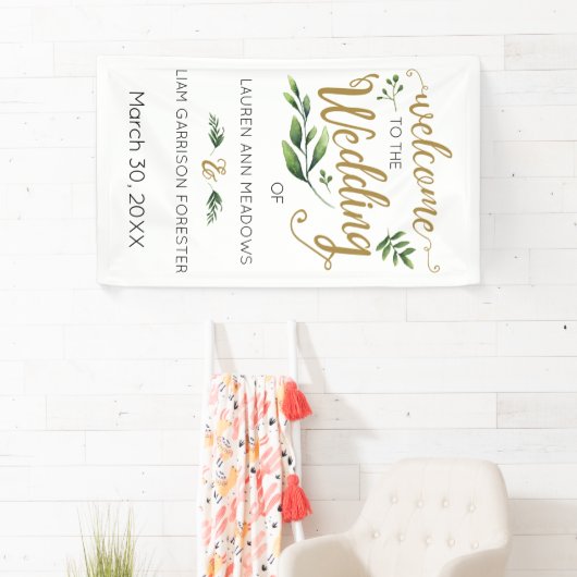 Elegant Greenerity Wedding Welcome Banner (Insitu)