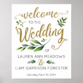 Elegant Greenerity Wedding Welcome Poster (Vorne)