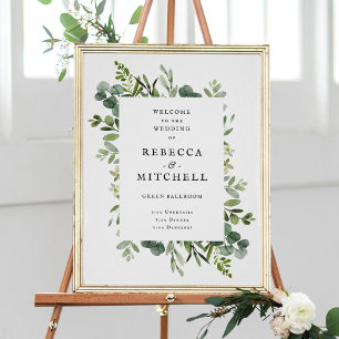 Elegant Greenerity Wedding Welcome Poster