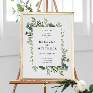 Elegant Greenerity Wedding Welcome Poster
