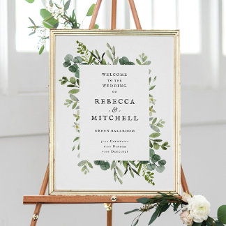 Elegant Greenerity Wedding Welcome Poster
