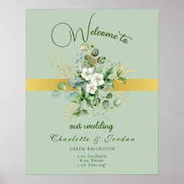 Elegant Greenerity Wedding Welcome Poster