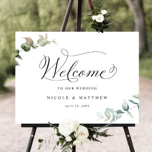 Elegant Greenerity Wedding Welcome Sign Poster