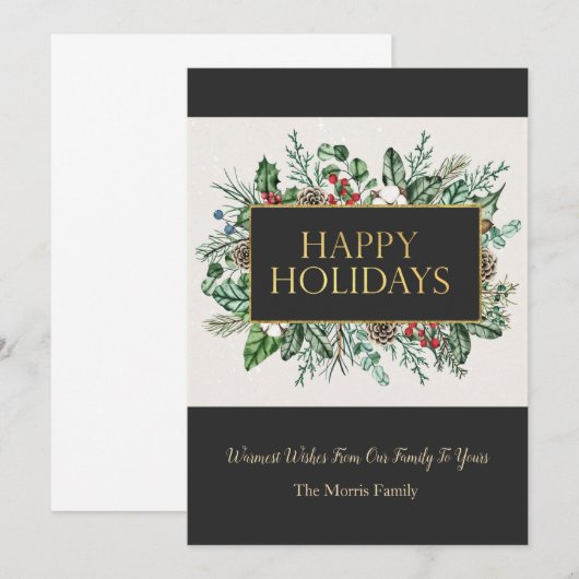 Elegant Greenerity Weihnachtskarte Einladung (Vorne/Hinten)