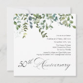 Elegant Greenery 50. Hochzeitstag Einladung (Vorderseite)